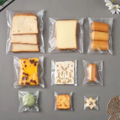 100 Food-Safe Semi-Transparent OPP Bags, Raisin Sandwich Bags, Sweet Packaging Bags, Snack Bags, Bread Bags, Side-Seal Bags, Wrapping Bags, Plastic Ba