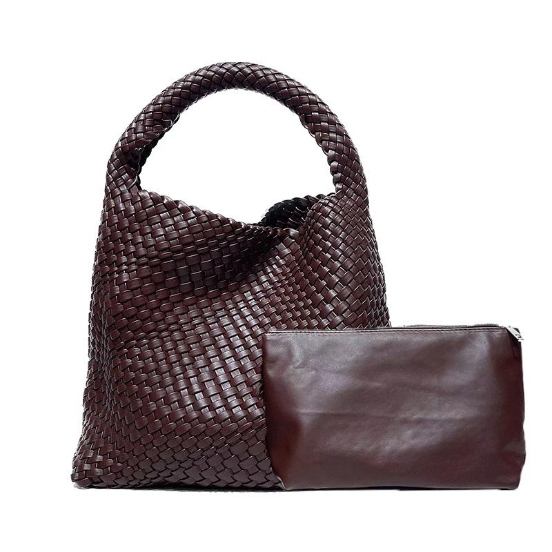 Women's Large Capacity Woven Shoulder Bag – Versatile Tote for Shopping, Commuting, and Everyday Use