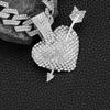 European and American New Personalized Arrow Piercing Pendant Heart-shaped Full Diamond Fashionable Street Hip-hop Diamond Cuban Necklace