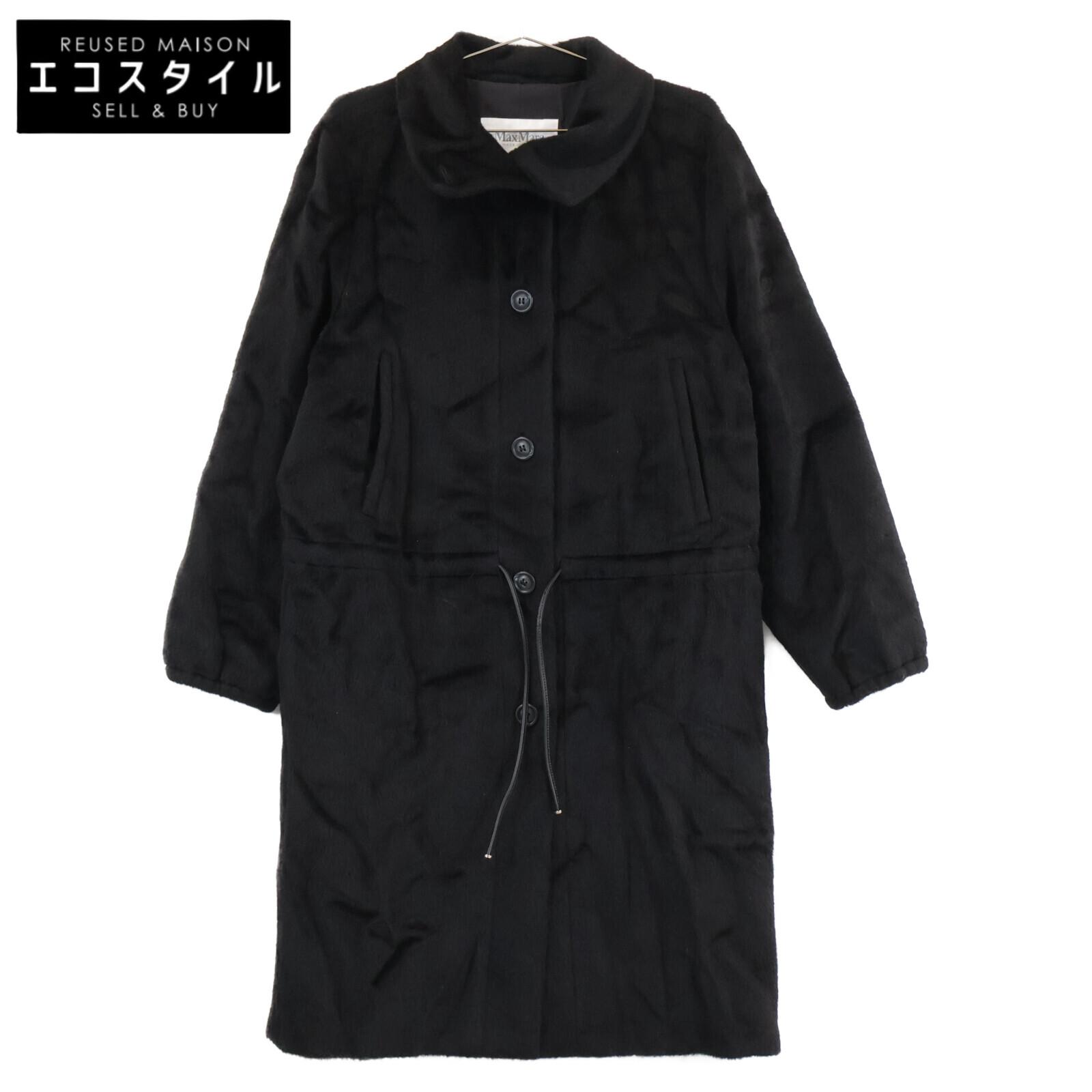 

Max Mara Чорне пальто-кокон з 70% альпаки 30% вовни на шнурку зі шкіри 42 чорнеВживане