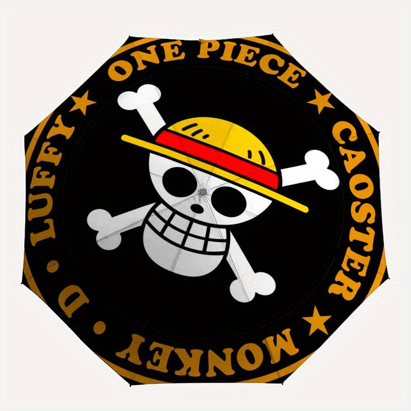 One Piece Monkey D. Luffy Coaster Setof 4 - Black & Yellow Skull DesignUmbrella, Portable 3-Fold Compact Umbrella for Men & Women Gift
