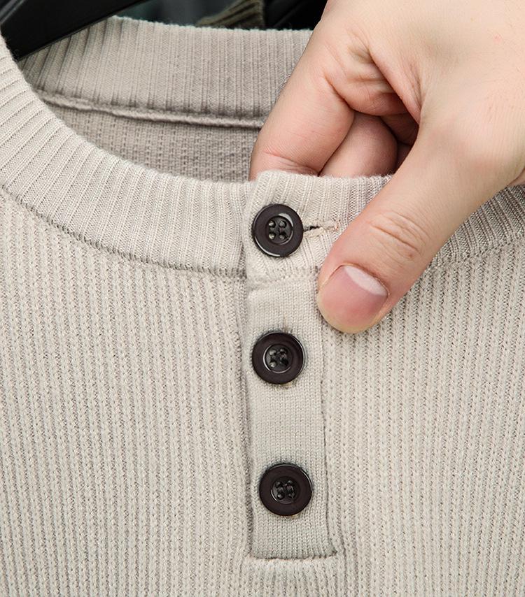 2025 Autumn/Winter High-End Men's Knitwear: Fashionable, Versatile, Thick, Casual Button-Up Sweater with Round Neck