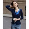 Demana Women's Wool Blend Faux Two-Piece V-Neck Cardigan