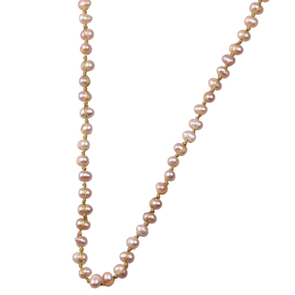 KELITCH Choker, Elegant Long Pearl Necklace for Women, Simple Design, Perfect for Weddings (Yellow)