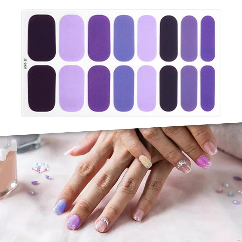 16 Pieces Cured Gel Nail Strips, Stickers with File, Patches Semi