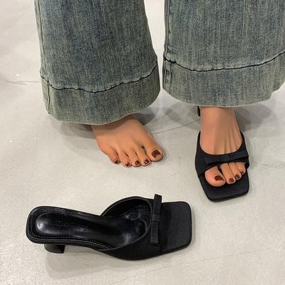 Women Summer New Luxury Brand High Heel Sandals Versatile Simple Slim Heel Sandals Slippers