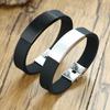 Vnox Personalisierbare Gravurarmbänder für Männer Bequemes Silikonband mit Edelstahl-ID-Tag Individuelle Familien-BFF-Geschenke für Ihn