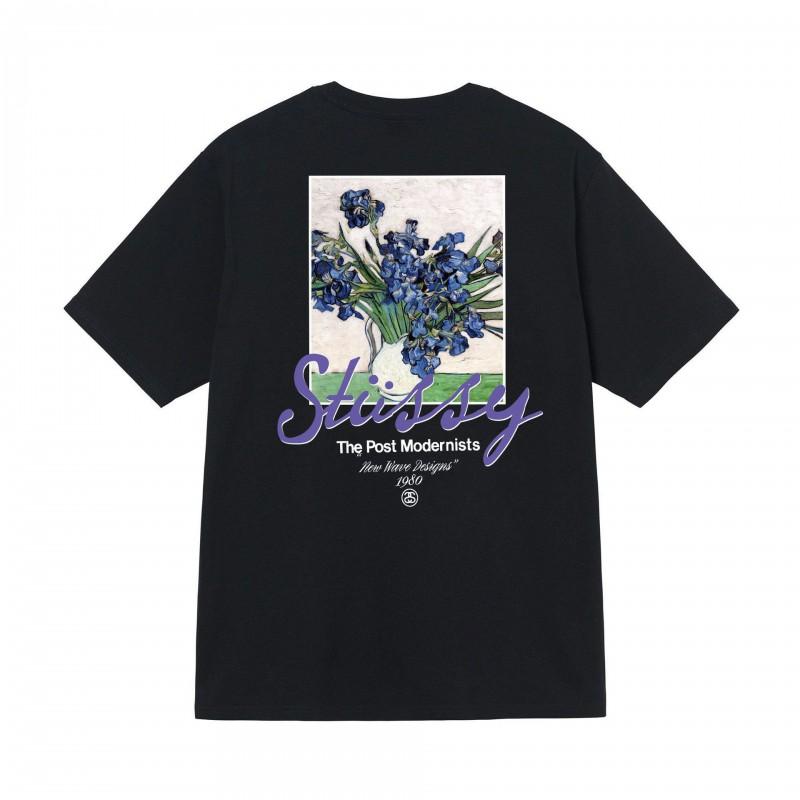 Stussy Style Mens Loose Fit Cotton Crew Neck Short Sleeve T-Shirt With Cartoon Print Casual Tee