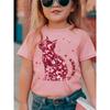 Children's round neck cat pattern T-shirt, fashionable short-sleeved casual top, suitable for children to wear.