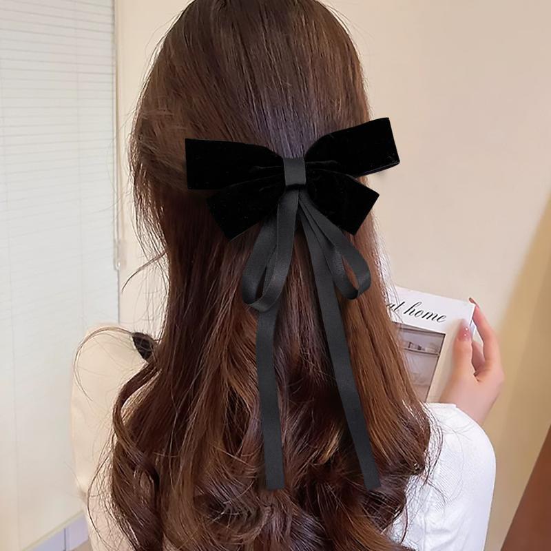 Elegante Samtschleifen-Haarklammern für Damen-Bankette, Party-Kopfschmuck, Haarnadel-Accessoires mit Band für den Hinterkopf