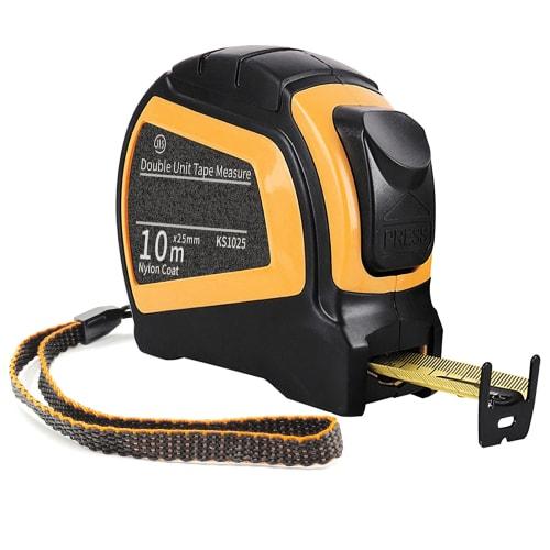 KIMLONTON Convex Tape Measure, 10m x 25mm, High Carbon Steel, Auto-Stop Function, Automatic Rewind, Wear-Resistant, Rust-Resistant, Large, Easy-to-Rea
