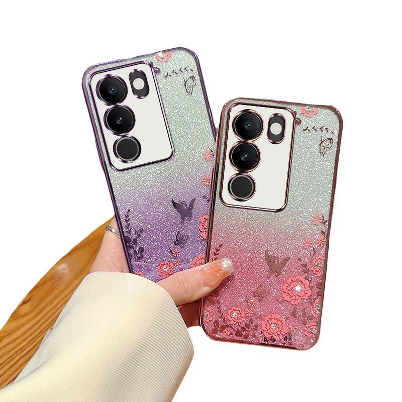 VIVOX90 Gradual Change Glitter Rhinestone Mobile Phone Case S176D Electroplating Secret Garden Y52 Anti-drop Y19 Protective Case Female