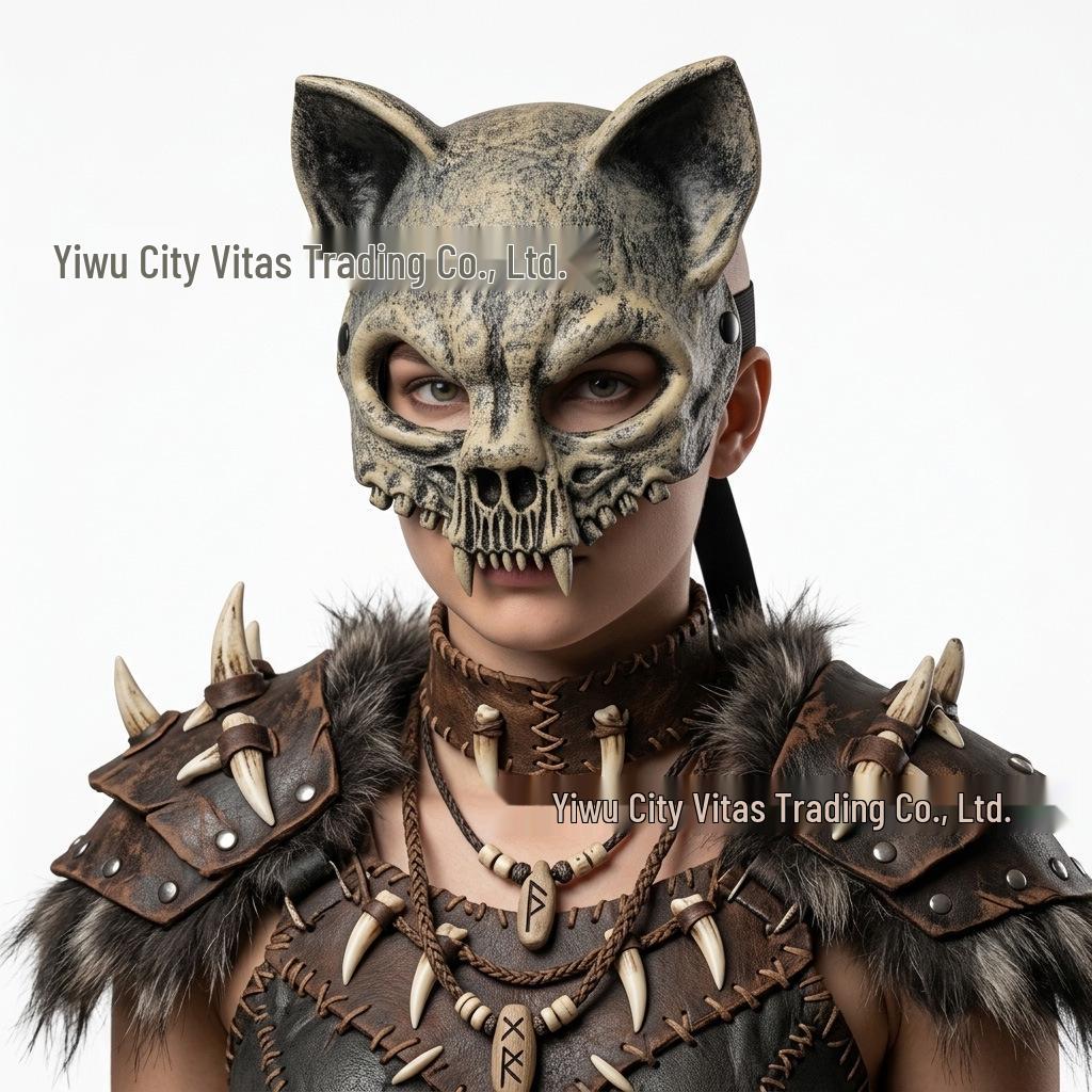 Maschera Animale in Schiuma PU Teschio Gatto di Halloween per Mardi Gras e Carnevale