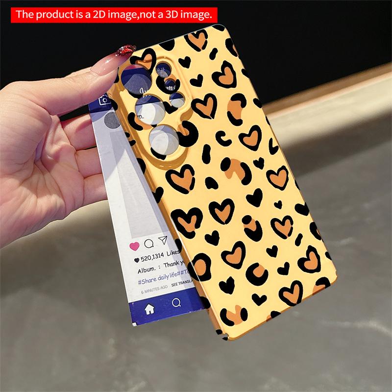 2DFlat Samsung phone case Leopard Heart Pattern Phone Case Applicable to Galaxy S22 S23 S24 S25ULTRA S26 A12 A13 A14 A15 A16