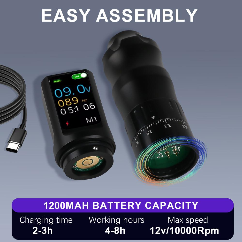 Professional New Wireless Tattoo Pen Machine with OLED Display Permanent Makeup Machine Tattoo Machine Pen with 1200mAh Battery