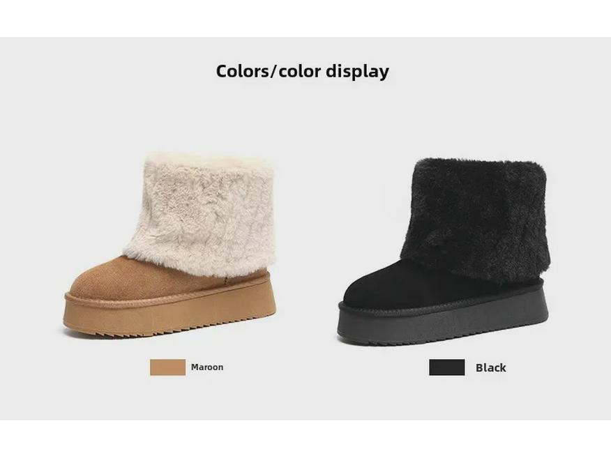 Dam Äkta Läder Pälsfodrade Vinter Snöstövlar 5951