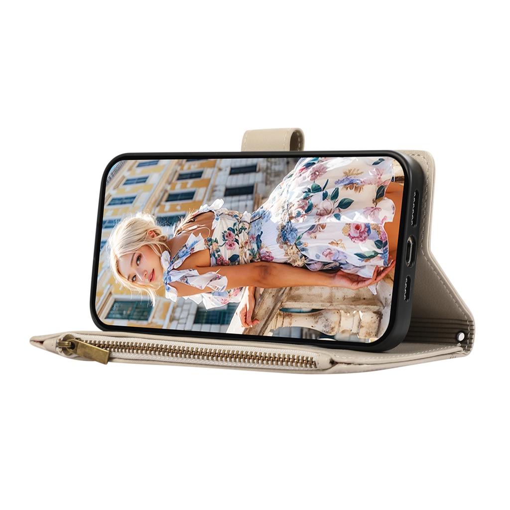 Husă pentru Xiaomi 14T cu multiple sloturi pentru carduri, fermoar, piele, husă de telefon cu curea de umăr/curea de mână