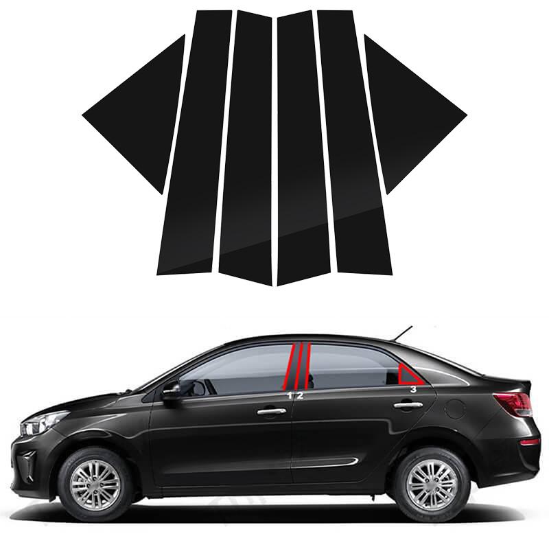 6pcs/set Car Pillar Posts Door Window Trim Stickers for Kia Pegas/Soluto 2017 2018 2019 2020 2021 2022 Auto Decorations Accessories