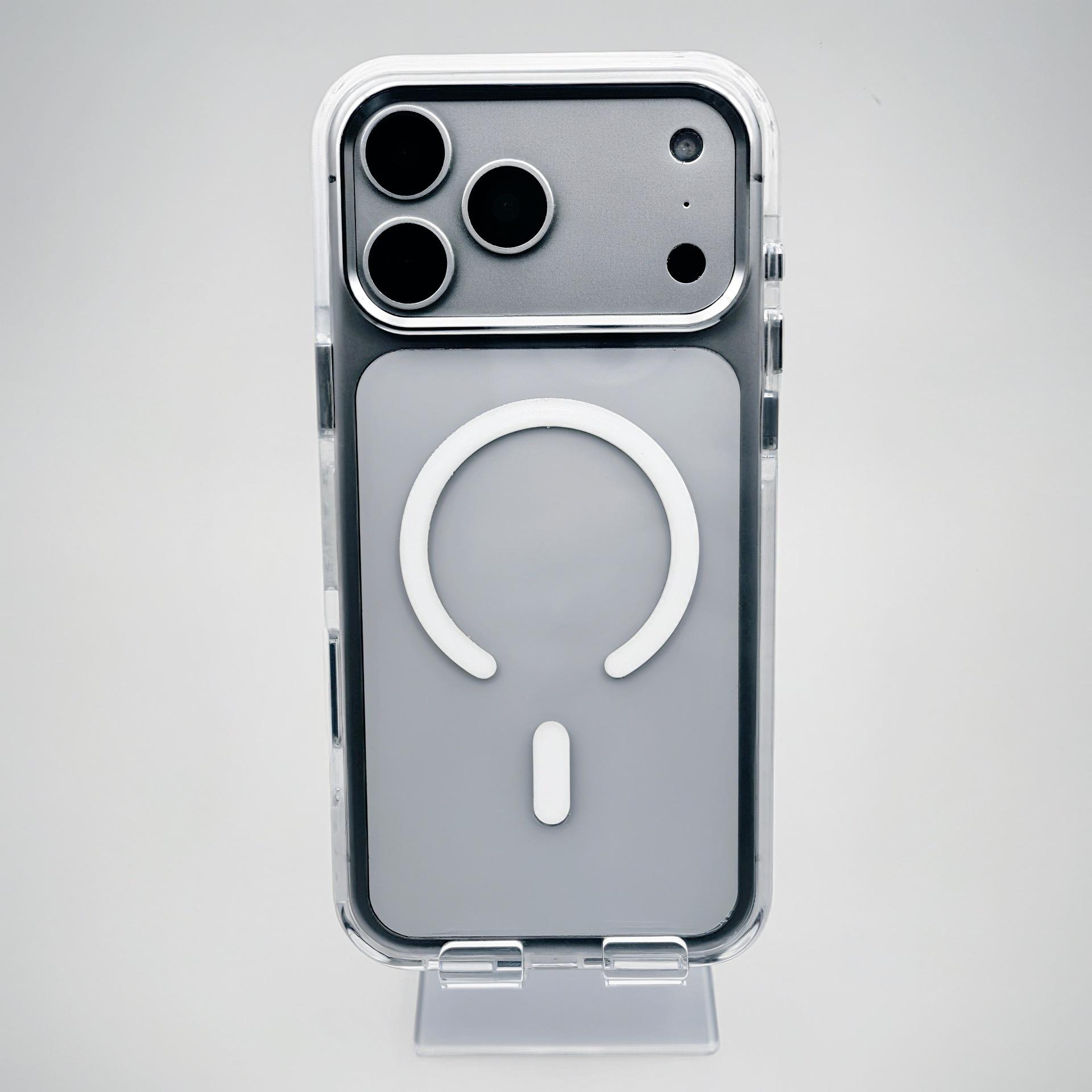 iPhone 17 Pro Max Magnetic Clear Acrylic Case with Stand - Shockproof iPhone 17 Pro Max