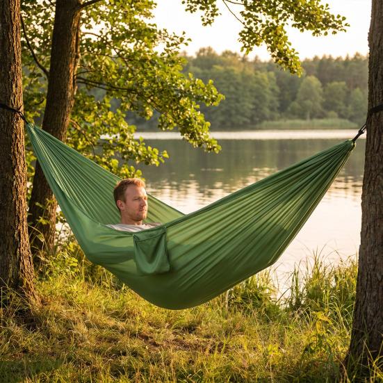 Portable Hanging Hammocks Anti-rollover Camping Hammock with Colorful Bed Storage Bag Single Person for Travel Beach Outside