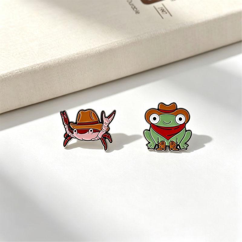 Cute Animal Cartoon Denim Hat Brooch - Fun Personality Badge Accessory