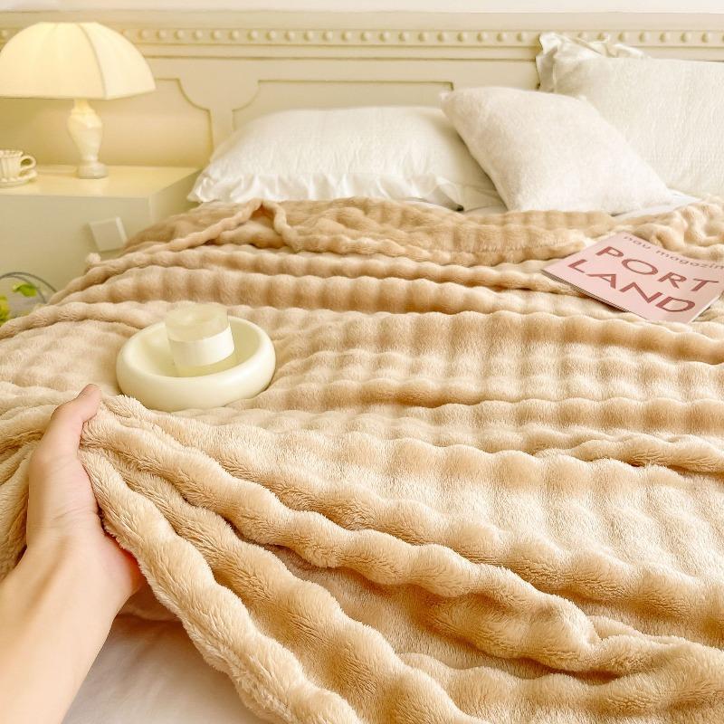 Solid Color Imitation Rabbit Plush Milk Plush Thickened Thermal Leisure Home Blanket Office Nap Blanket Double Sided Blankets Outdoor Camping Shawl