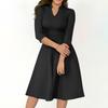 Women's Fashion V,Neck Three,Quarter Sleeve Church Work Dress With Pockets In Color