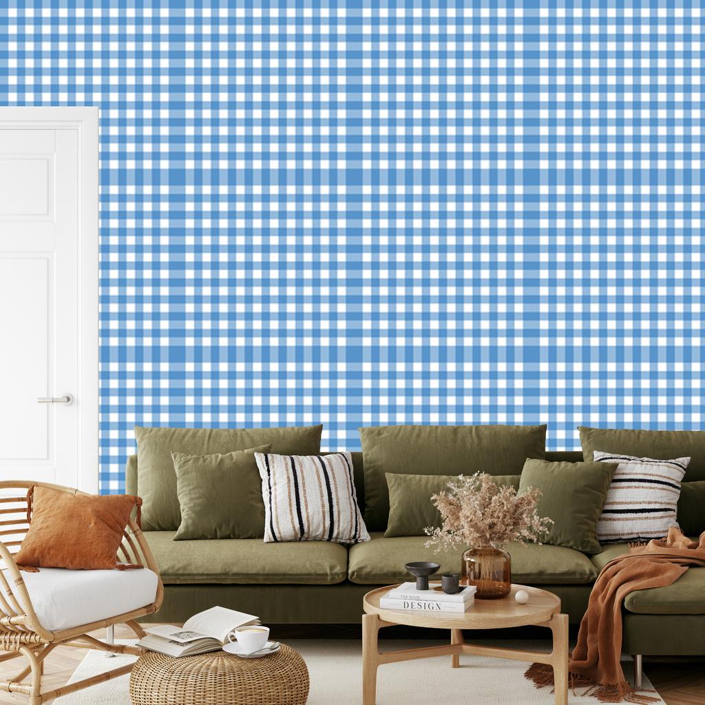 Wallpaper Fabric Pattern Azure and Blue for Living Room and Bedroom 50x1000