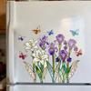 Colorful Spring Floral Window Cling Double-Sided Static Glass Sticker Stained Glass Effect Flowers Butterflies Window Decal for Kitchen Bedroom