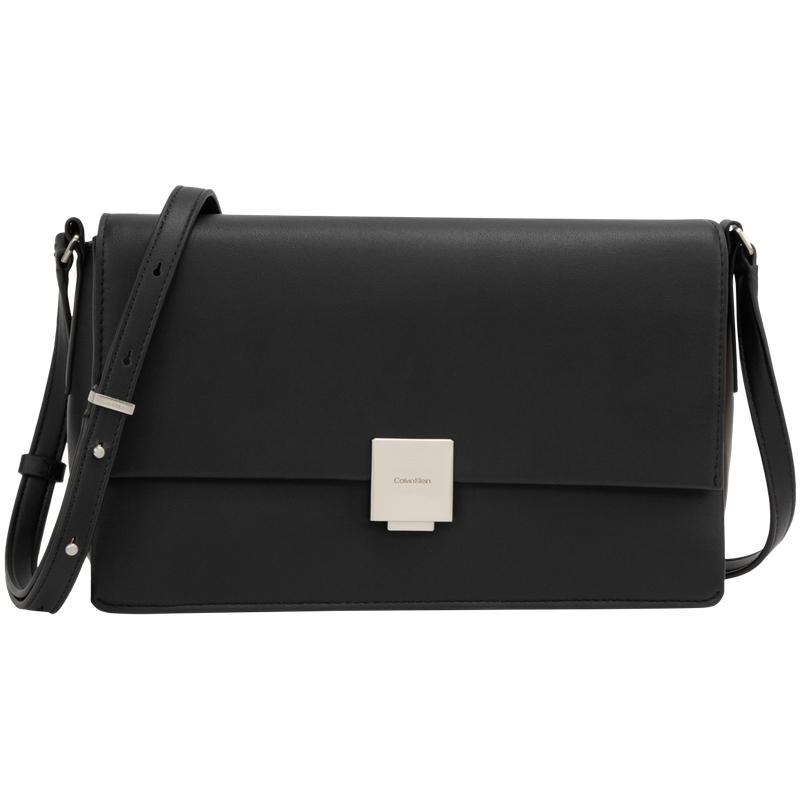 Calvin Klein Fashion Minimalist Square Metal Buckle Flap Crossbody Bag Women Shoulder Bag Space-Black 4F3006G-BAE BAE-Space Black