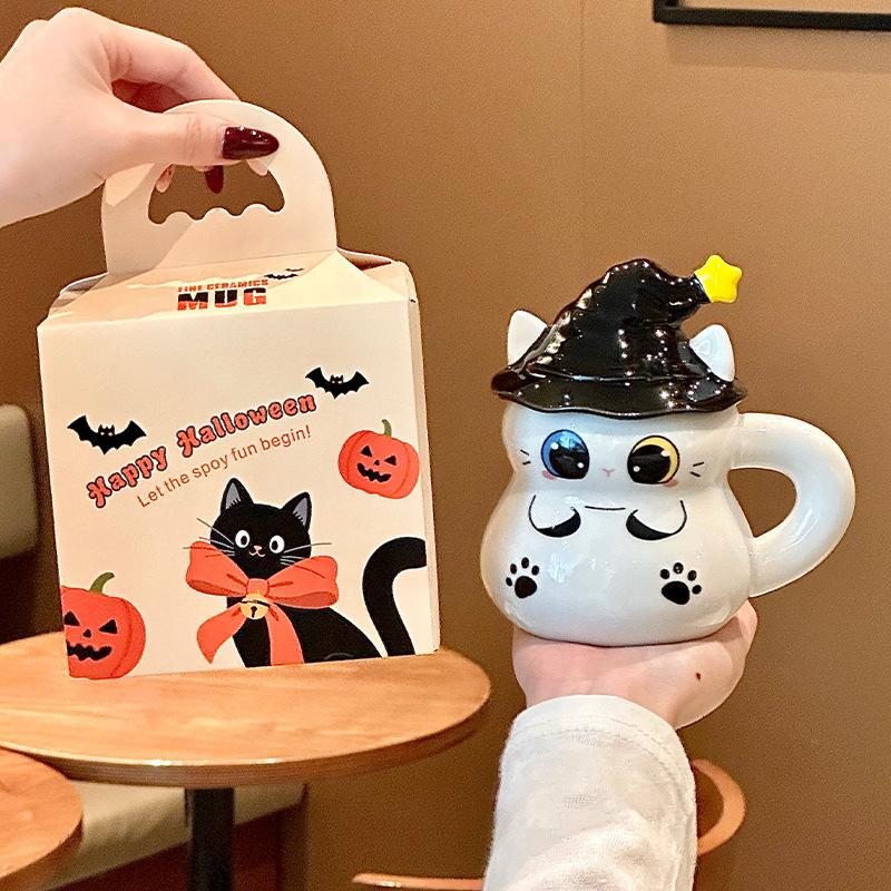 Birthday gift cute cat cup magic hat ceramic mug for girl girlfriend children Halloween gift