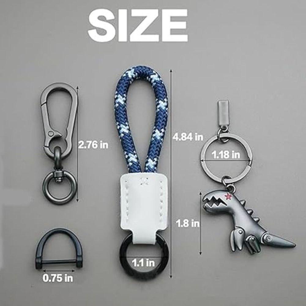 New Leather Dinosaur Keychain Durable Aluminum Alloy Dinosaur Keyring Jewelry Accessories Hand-Woven Handbag Keychain Women Men