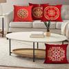 Red Auspicious Pattern Theme Digital Printing Pillow Cover Short Plush Suitable Living Rooms Bedrooms Sofas Throw Cushion Cover