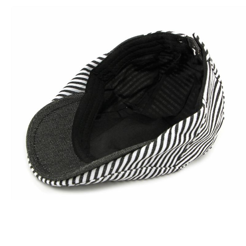 Navy Striped Cap Men Women Retro Beret British Cap Forward Cap