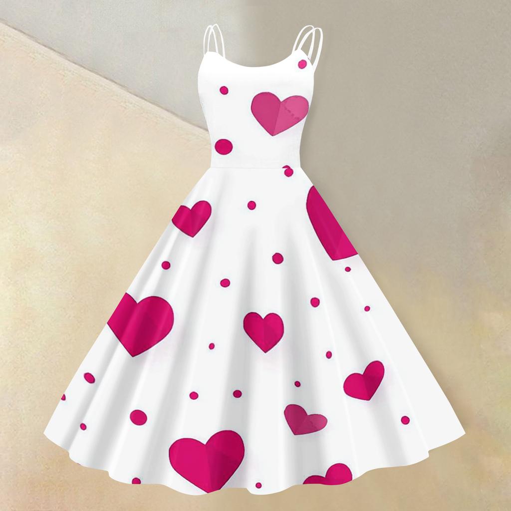 Women's Valentine's Day Floral Print Sexy Off-Shoulder Punk Retro Dress