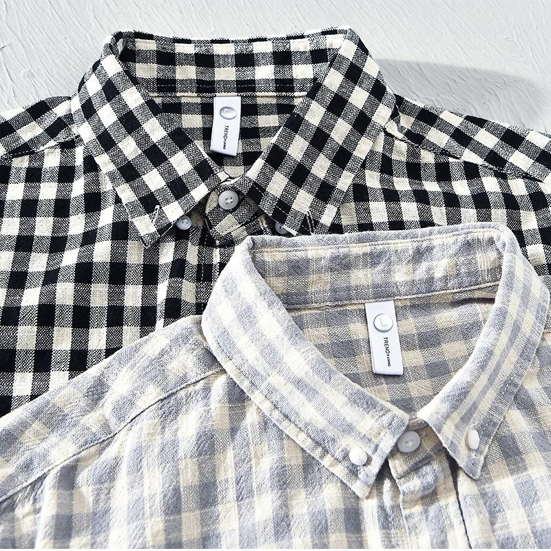 Spring Long-sleeved Plaid Shirt Men's Loose Casual and Versatile Youth Pure Cotton Fur Shirt