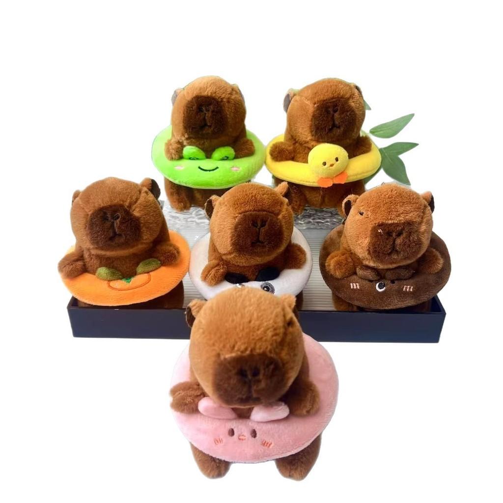 Swimming Ring Capybara Key Chain Cute Children Backpack Hanging Plush Gift Doll