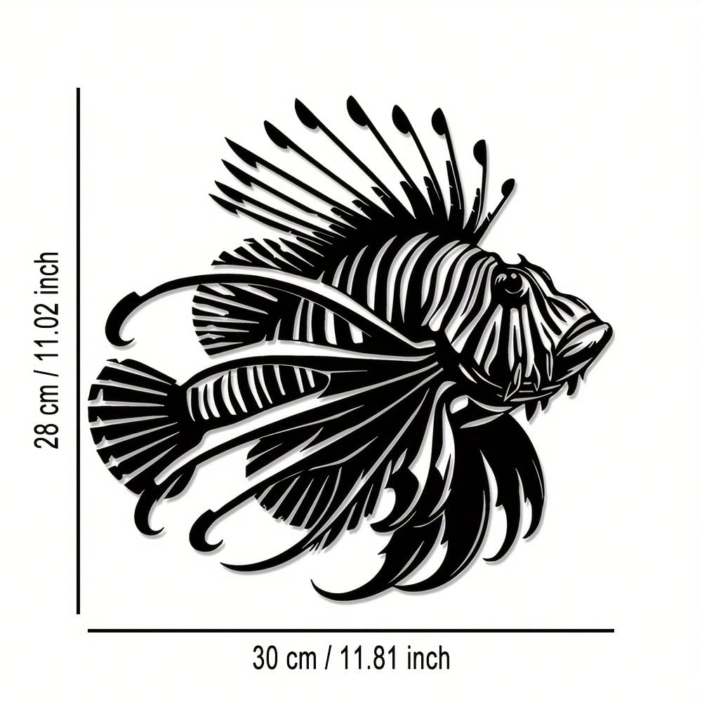 Metal Wall Art Lionfish Sea Theme Home Decor Living Room Bedroom Coastal Beach House Wall Hanging Unique Gift