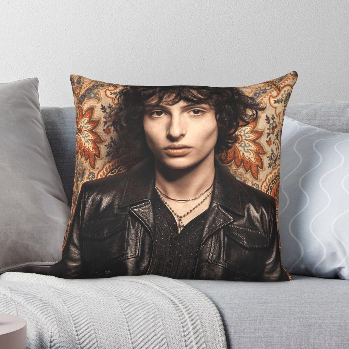 Exquisite Ornaments Unisex Finn Wolfhard Actor Square Pillowcase Polyester Linen Velvet Printed Zip Decorative Throw Pillow Case Room Cushion Cover 45X45