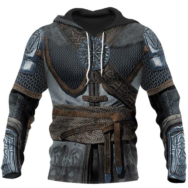 Menn Hettegenser Vikings Odin S Skull 3D All Over Printed Mote Hettegensere Unisex Høst Casual Dame Streetwear Pullovere