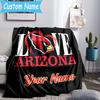 Custom Name Cardinals football Blanket Flannel Blanket for Camping, Hiking, Garden Parties, Picnic Essentials,gift for family and friend