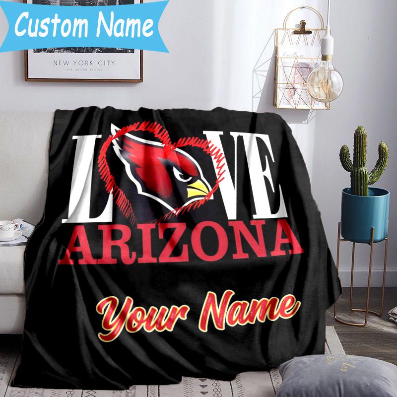 Custom Name Cardinals football Blanket Flannel Blanket for Camping, Hiking, Garden Parties, Picnic Essentials,gift for family and friend