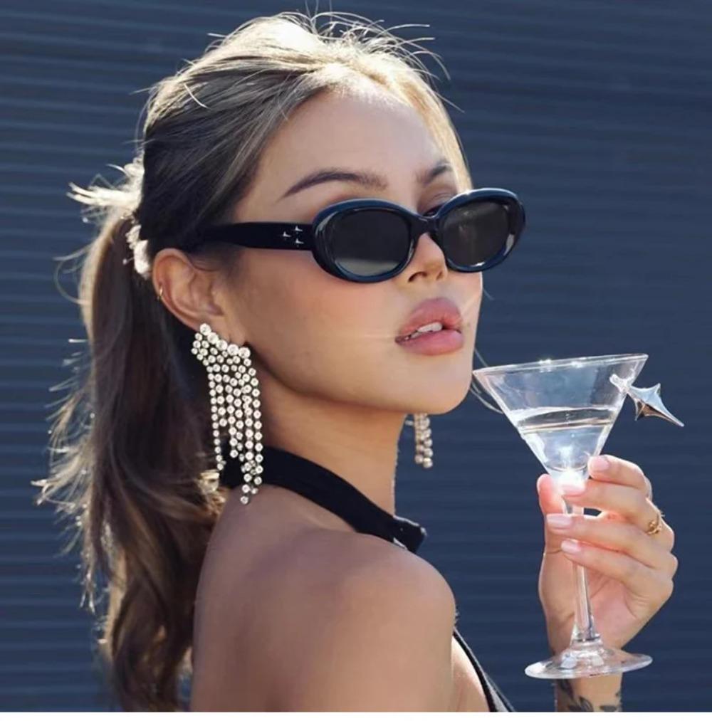 Owalne Okulary Przeciwsłoneczne Dla Mężczyzn Kobiet Moda Retro Design z Nitami Ryżowymi Odcienie Okulary Damskie Cukierkowy Kolor Gogle Wędkarskie Okulary Przeciwsłoneczne