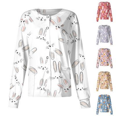 Women's Casual Long-sleeved Single-breasted Printed Protective Clothing Cardigan Top