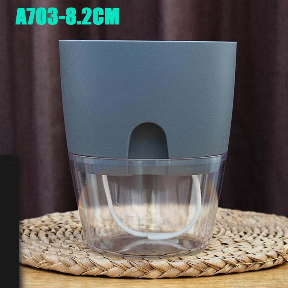 

Прозрачный двухслойный пластиковый цветочный горшок, самополивающийся цветочный горшок, хлопковая веревка для полива, небольшой цветочный горшок с инъекционным портом 8.2CM тёмно-синий