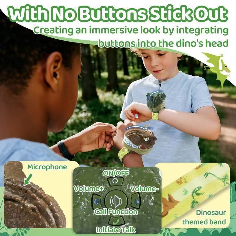 Flash Color Mechanical T-Rex Wrist Walkie Talkie, Kids Toy with Light, Music & Sound