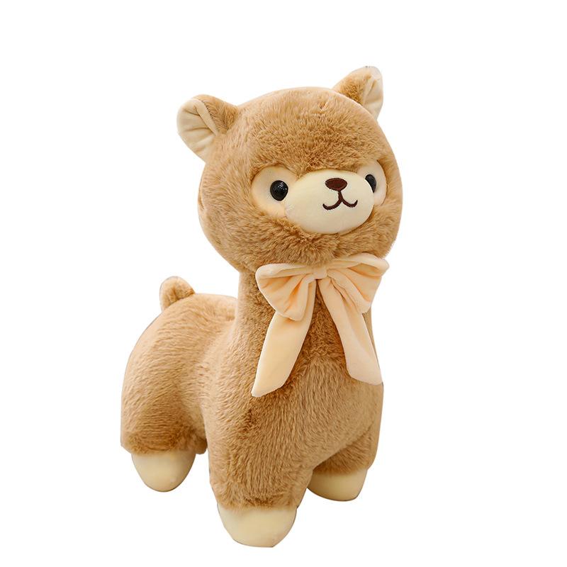 Cute Bow Tie Cream Alpaca Doll Girl Hug Pillow Home Decoration Grab Machine Doll Street Stall Ring Gift