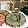 Vintage Tableware Mat Jute Coaster Santa Snowflakes Christmas Placemat  Home