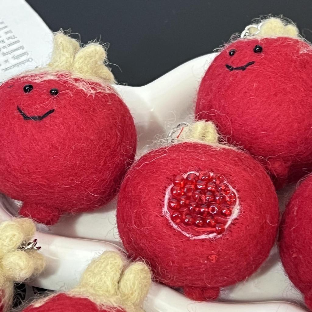 Handmade Pomegranate Wool Felt Bag Charm Keychain Ornament