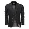Men Retro Loose Spring and Autumn  Three-breasted Suit Solid Color Suit Business  Multi-pocket Casual Regular Jacket Coat